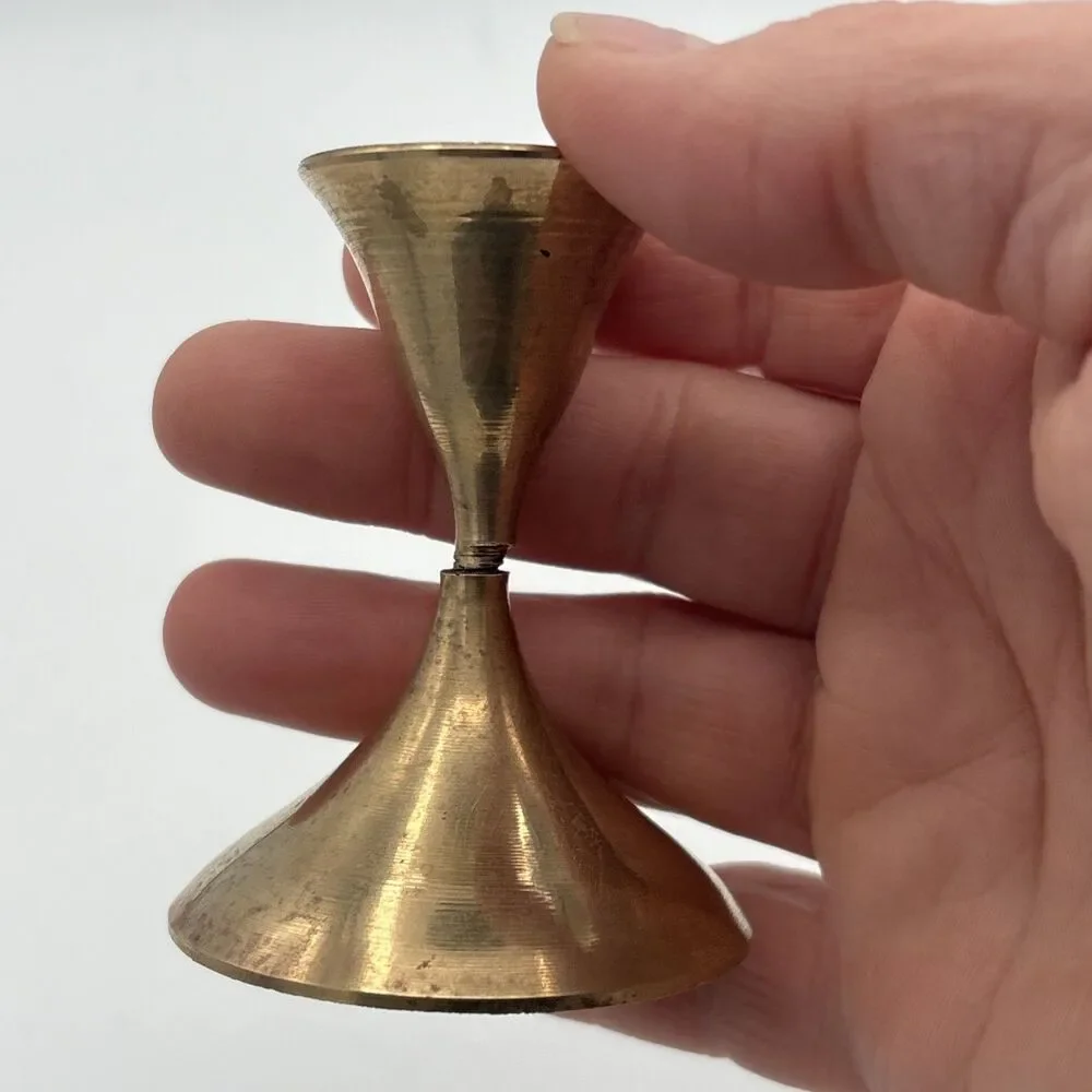 Vintage Brass Tea light/Votive Candle Holder Stand w Crackle Glass Globe
